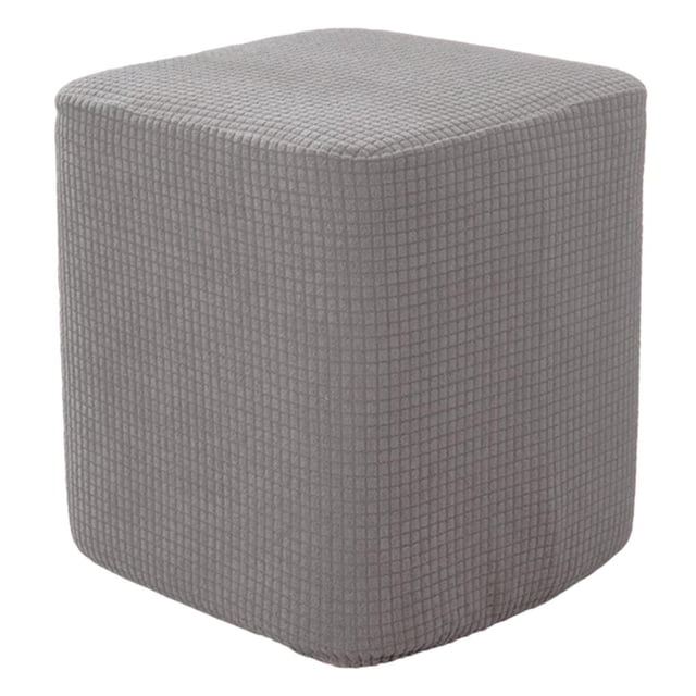 Funda de poliéster para taburete cuadrado de almacenamiento otomano, funda decorativa para reposapiés. gris