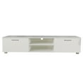 thumbnail image 3 of Modern TV Stand, TV Cabinet with 2-Tier Open Shelves and Double Doors with Storage, for TVs up to 70 inch, Wood Media Entertainment Center Console Table for Living Room, Bedroom, White, D4675, 3 of 10