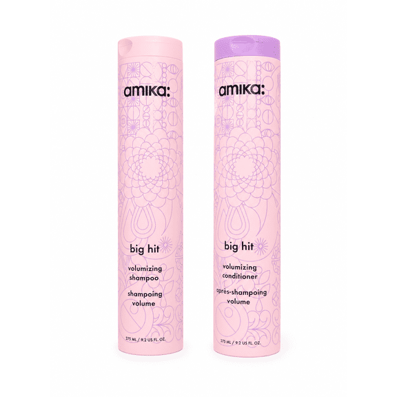 amika Big Hit Volumizing Shampoo and Conditioner Set - 9.2 oz Duo for Fine to Medium Hair - Sulfate-Free Hair Care for Volume, Moisture & Shine