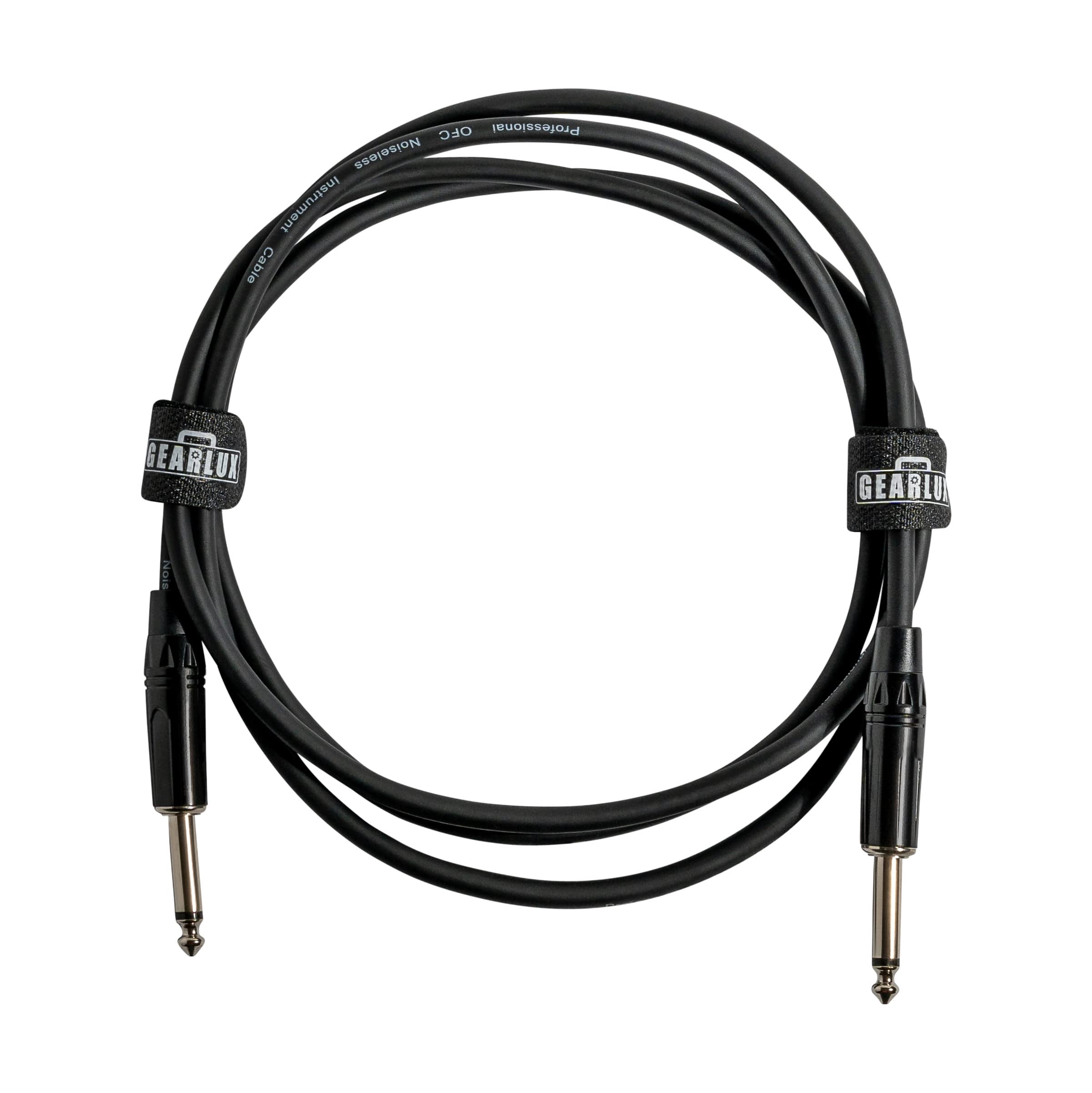 Gearlux Instrument Cable/Guitar Cable, 1/4 Inch, Straight to Straight, Black, 6 Feet - 10 Pack