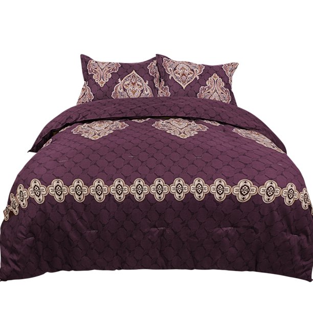 3uds Edred?n Juegos Lujosa Floral Patr?n N?rdica Funda Cama Juegos Edred?n con 2 Piezas Almohada Fundas Suave y Liviano 230 x 265 cm / 90 "x 104" Unique Bargains Funda de Juego de Edredón