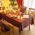 thumbnail image 6 of Red Green Plaid Snowflake Christmas Tablecloth 60x104, Tartan Table Cloth Decorations, Winter Holiday Tablecloths for Rectangle Tables Parties Dining Farmhouse Kitchen Decor, 6 of 6