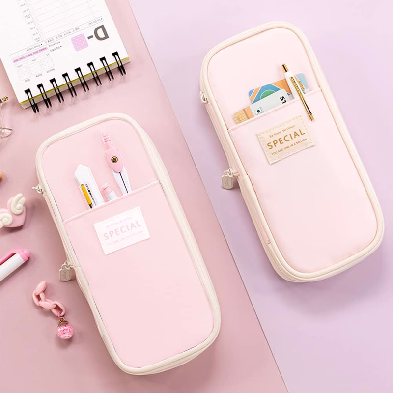 thumbnail image 7 of Big Capacity Pencil Pen Case Simple Stationery Bag College Office Organizer Pink, 7 of 7