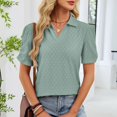 thumbnail image 5 of Womens Summer Tops Trendy 2026 Eyelet Polo V Neck T Shirts Dressy Casual Short Sleeve Loose Tunic Tee Shirts Fashion, 5 of 5