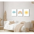 thumbnail image 3 of Nursery Wall Art Boho Canvas Prints Mid-Century Modern Sun Rainbow Hearts Poster Children's Room Pictures Decoration Painting for Kids Nursery Classroom Bedroom Wall Decor, 3 of 6