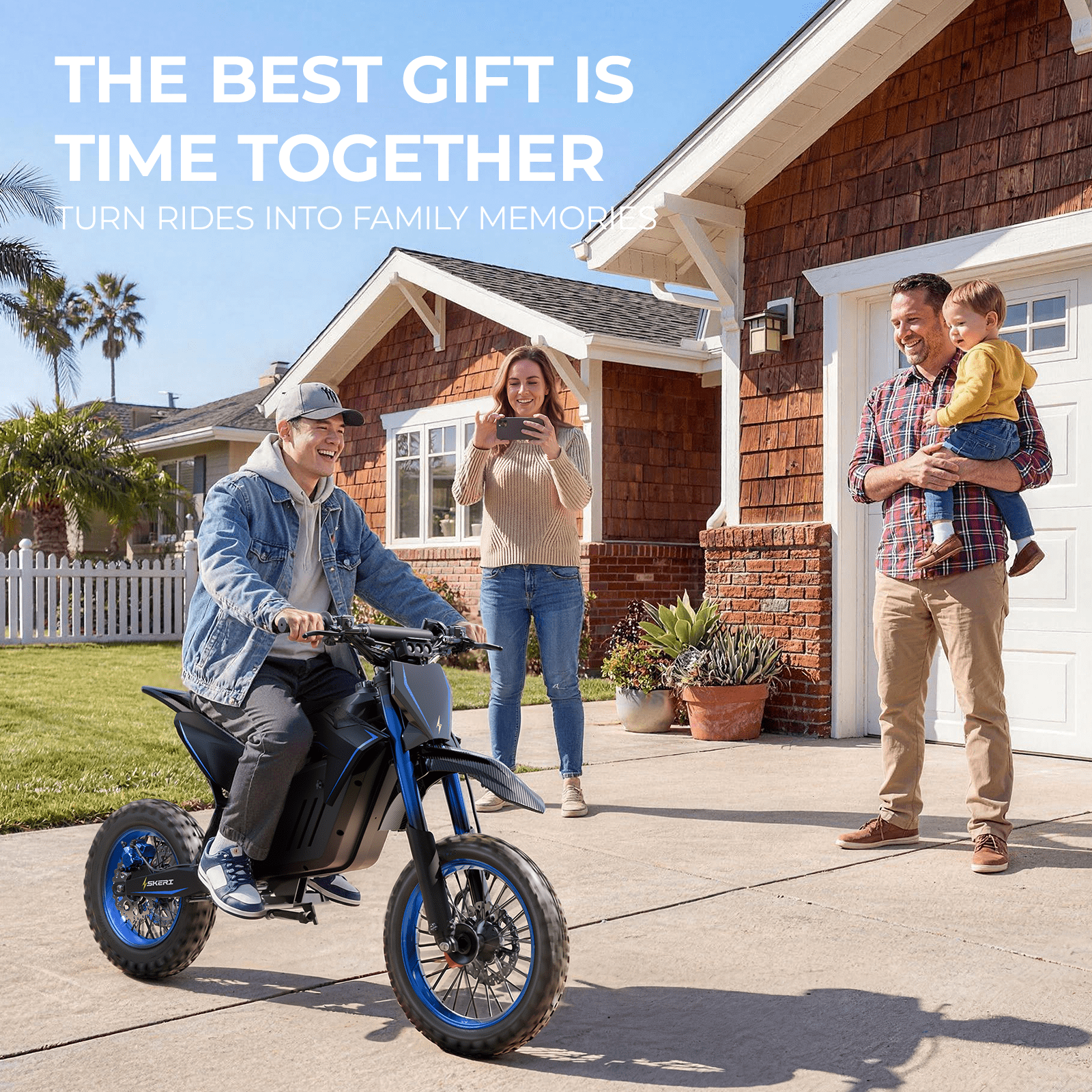 Skeri Electric-Bike for Teens Adults, 14"/12" Fat Tire 2000W (Peak 3200W) Electric-Motorcycle with 48V 21AH Battery Ebike 37MPH Hydraulic Brakes Mountain Off-Road Fit Age 13+ Blue