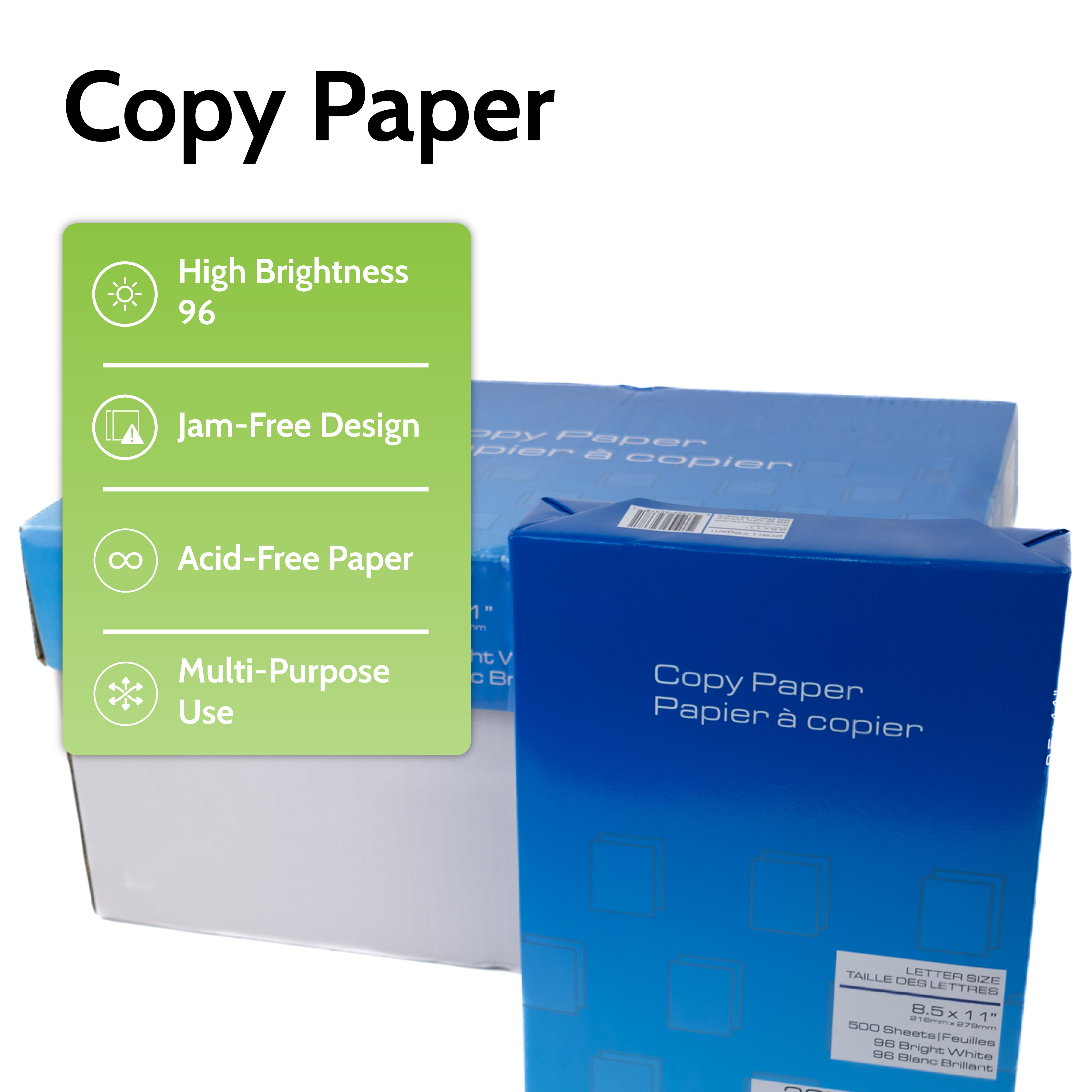 MMBM 10 Case 8.5" x 11" White Copy Paper 75 GSM Matte Virgin Paper for Black & White and Color Printing 500 Sheets/Case