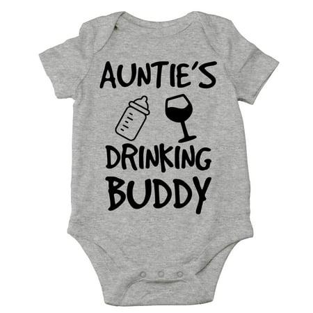 

CBTwear Auntie s Drinking Buddy - My Aunt is The Best - Cute Infant One-Piece Baby Bodysuit (6 Months Heather Grey)