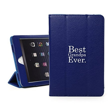 For Apple iPad Mini 4 Blue Leather Magnetic Smart Case Cover Stand Best Grandpa (The Best Ipad Cover And Stand)