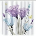 thumbnail image 5 of Spring Tulip Floral Shower Curtain Modern Art Butterfly Theme Blue and Purple Tulips Flower Shower Curtains For Bathroom Decor Polyester Fabric Waterproof Shower Curtain Sets with 12 Hooks 72"x72", 5 of 6