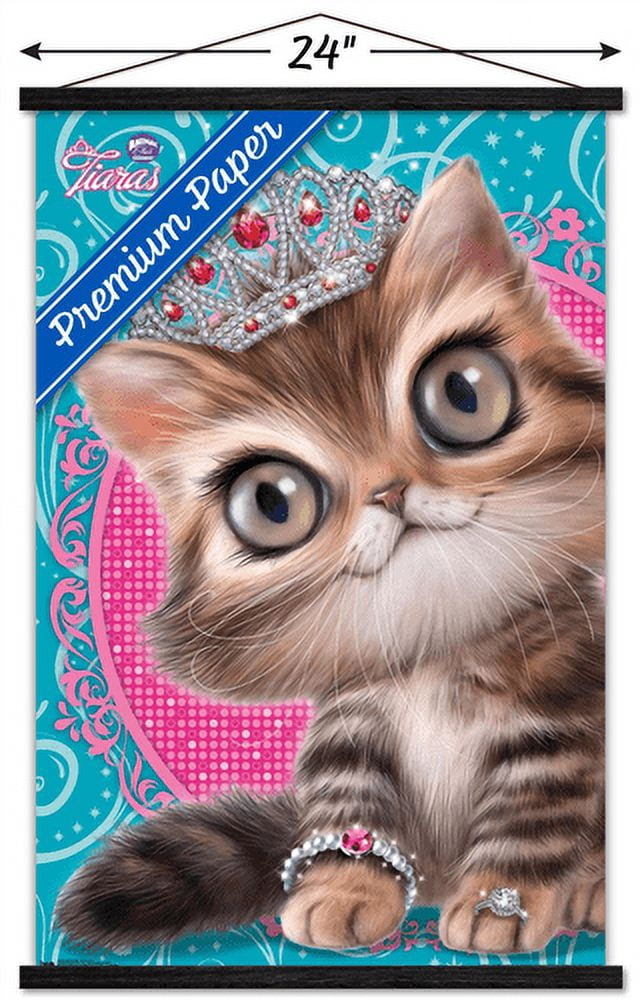 Animal Club - Kitten in a Tiara Wall Poster with Wooden Magnetic Frame, 22.375" x 34"