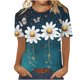 thumbnail image 1 of Blusas para las Mujeres Casual Impreso Cuello Redondo Manga Corta Camiseta Top, Tops Cortos para las Mujeres Primavera Verano, 1 of 8
