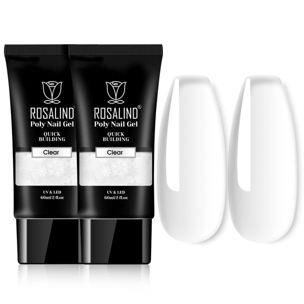 Kit de gel de uñas de polietileno ROSALIND, acrílico transparente, 60 ml x 2 con lámpara UV