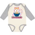 thumbnail image 3 of Inktastic I Love Noodles with Cat Illustration Boys or Girls Long Sleeve Baby Bodysuit, 3 of 5