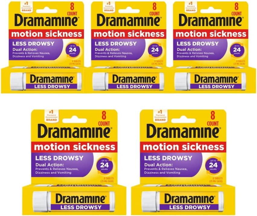 Dramamine Motion Sickness Relief Less Drowsy Formula Tablets, 8 ct
