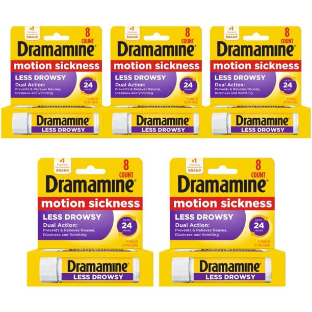 Dramamine Motion Sickness Relief Less Drowsy Formula Tablets, 8 ct