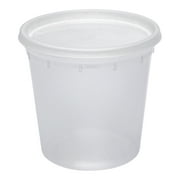 Asporto 24 oz Round Clear Plastic Soup Container - with Lid, Microwavable - 4 1/2" x 4 1/2" x 4 1/4" - 100 count box