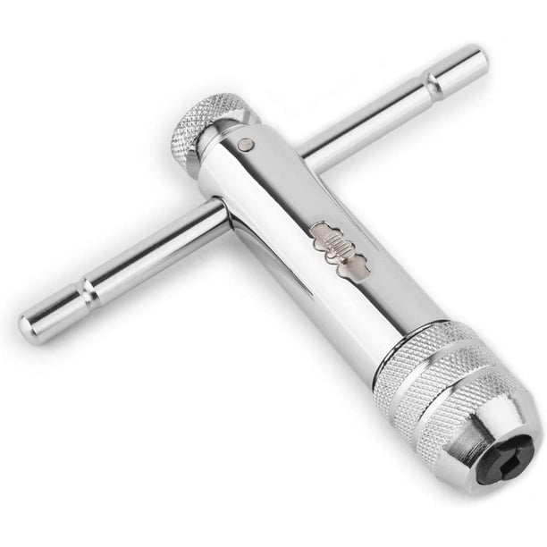 Portamachos de trinquete y mango ajustable M5 – M12 Llave de rosca manual para máquina Tornillo de trinquete en T Rosca roscadora en T Herramienta de roscado con casquillo métrico brillar Electrónica