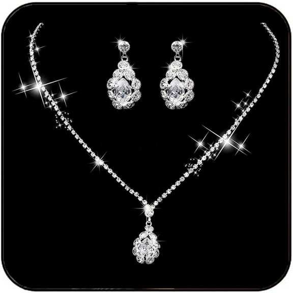 Bridal Necklace Set Costume Jewelry Sets Silver Crystal Jewelry and Earring Sets Wedding Jewelry for Bride and Women