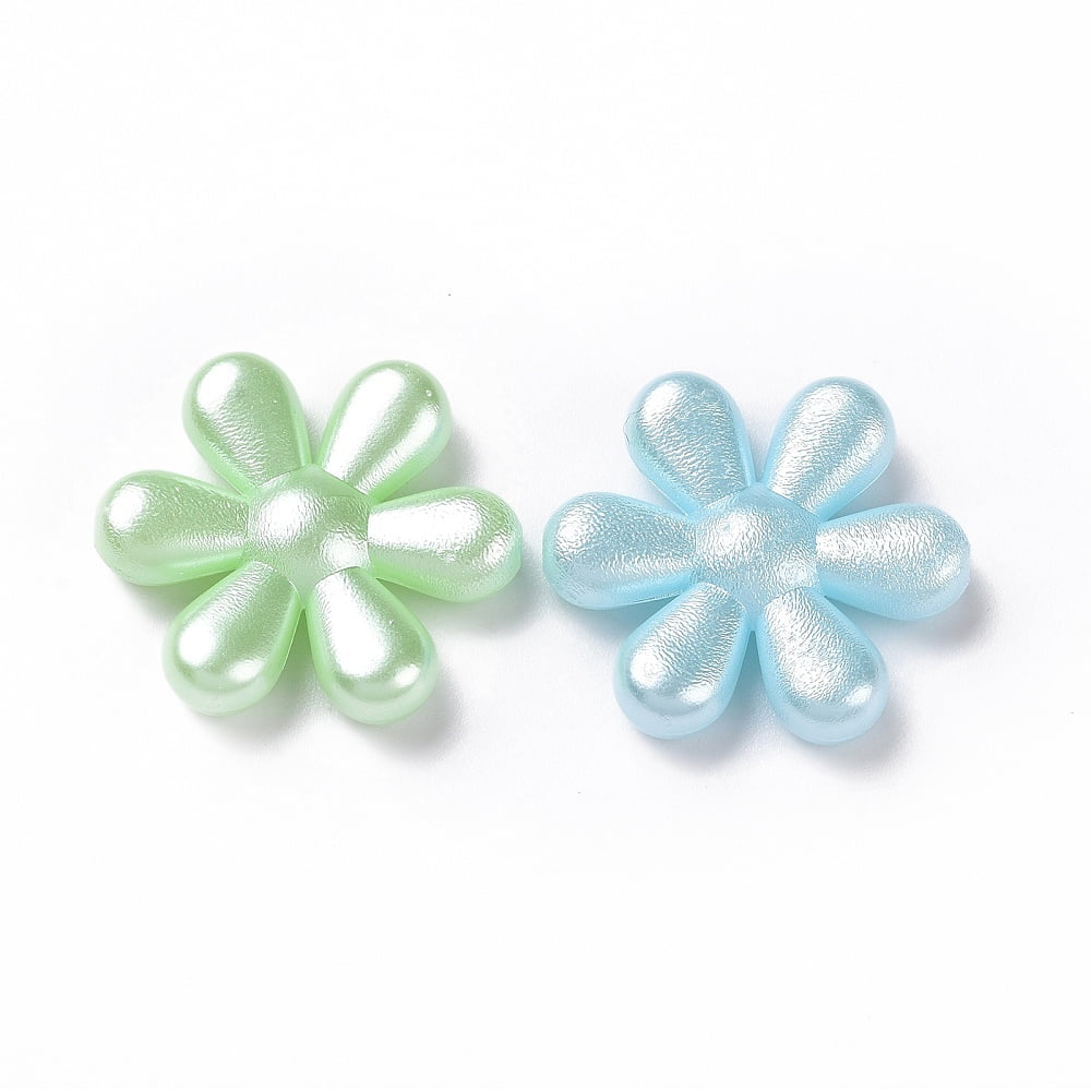 500 g Imitation Pearl Acrylic Beads Flower Mixed Color 23x21x5.3mm Hole: 1.8mm 476pcs/500g