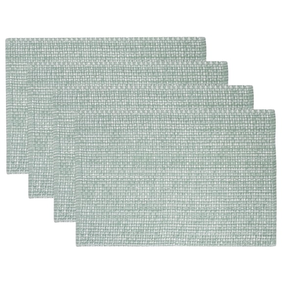 100% Cotton Two Tone Woven 13" x 19" Kitchen & Dining Room Placemats, 4-Pack - Pale Green