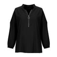 thumbnail image 4 of Summer Womens Zipper V Neck Tunic Tshirt Batwing Short Sleeve Casual Loose Fit Fashion Oversized Blouses Tops Shirts, 4 of 5