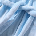 thumbnail image 4 of Boys Girls Fleece Hooded Cotton Robe Kids Soft Flannel Fuzzy Bathrobe Unisex Toddler Lightweight Robes with Belt, 4 of 6