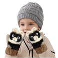 thumbnail image 5 of Lilgiuy Kids Girls Boys Warm Gloves Winter Cute Cartoon Pattern Windproof Plus Velvet Thermal Lock Temperature Gloves for Outdoor Sports Brown, 5 of 5