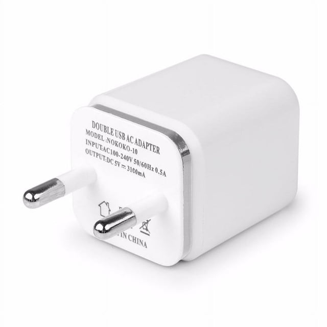 HLONK USB Double Wall Fast Charger Adapter 1A 2A 5V for Android / Galaxy /