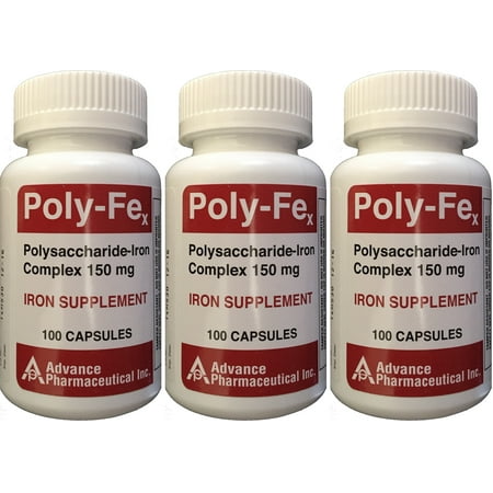 Polysaccharide Fer Complex 150 mg Capsules Supplément de fer 100 capsules par bouteille de 3 PACK