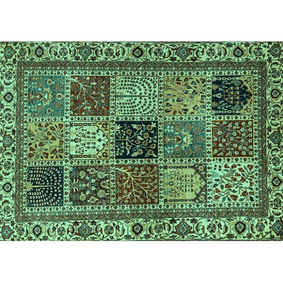 Ahgly Company Machine Washable Indoor Rectangle Abstract Turquoise Blue Modern Area Rugs, 5' x 7'