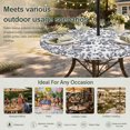 thumbnail image 6 of Round Outdoor Tablecloth with Umbrella Hole and Zipper, Dark Blue Flowers Tablecloth with Elastic Waterproof, Pastoral Vintage Farmhouse Leaf Spring Patio Table Covers for 31" - 35" Pool Tables, 6 of 9