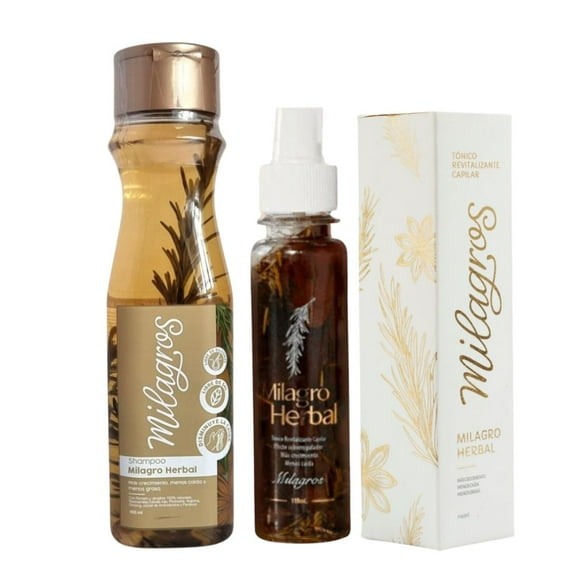 Milagros Shampoo herbal y Milagros tonico revitalizante capilar (2 pack)