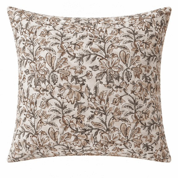 Set of 2 Vintage Floral Throw Pillow Covers 20x20 Inch, Linen-Like Double-Sided Decorative Cushion Cases, Farmhouse Botanical Print Pillowcases for Couch Sofa Bed Living Room Bedroom