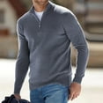 thumbnail image 2 of FAVIPT Mens Quarter Zip V Neck Sweaters Long Sleeve Solid Color Knitted Pullover Fall Winter Warm Jumper Tops for Men Big and Tall 2025 Dark Gray,M, 2 of 3