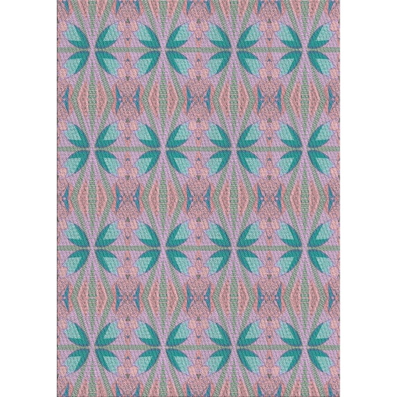 Ahgly Company Indoor Rectangle Patterned Light Steel Blue Novelty Area Rugs, 8' x 10'