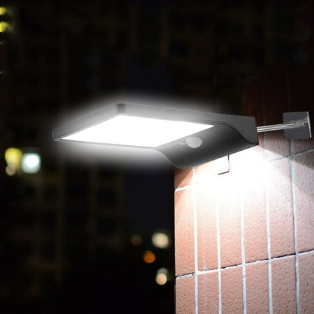 Black Mounting Pole - 36 LED Solar Power Street Light Motion Sensor Security Lamp Wall Lamp for Garage Gutter Patio Garden Path With Pole,6500K