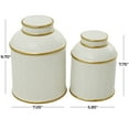 thumbnail image 3 of DecMode 10"W, 8"H White Ceramic Decorative Jars with Gold Accents, 2-Pieces, 3 of 8