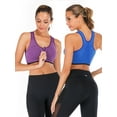 thumbnail image 2 of FANNYC 1-3 Pack Women's Zipfront Seamless Padded Racerback Sports Bra Running Gym Yoga Fitness High Impack Tops Tank, 2 of 6