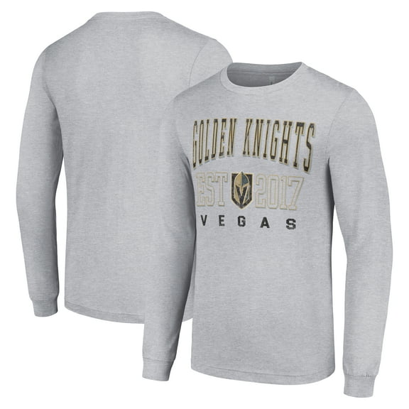 Men's Starter Heather Gray Vegas Golden Knights Logo Graphic Long Sleeve T-Shirt