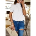 thumbnail image 3 of Pleated Detail Puff Sleeve Blouse, White, Medium, 3 of 5