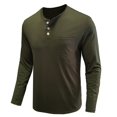 thumbnail image 4 of Caqnni Men Casual Henley Shirt Long Sleeve Autumn and Winter Basic T Shirt Pocket Soild Button Tee Top (AG,3XL), 4 of 5