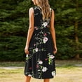 thumbnail image 6 of Maqroz Summer Dresses for Women 2026 Vacation Lightweight Casual Sleeveless Boho Floral Print Pleated Flowy Sun Dress with Pockets Beach Spring Dress Plus Size Black M, 6 of 7