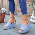 thumbnail image 6 of Wensltd Wedge Sandals for Women Fashion Plus Size Open Toe Sandals Spring Summer Thick Sole Beach Slippers Comfortable Outdoor Light Blue, 6 of 9