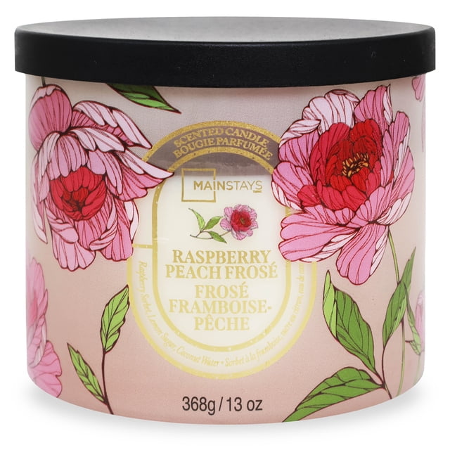 Mainstays 3-Wick Candle Raspberry Peach Frose Fragrance, 13-Ounce