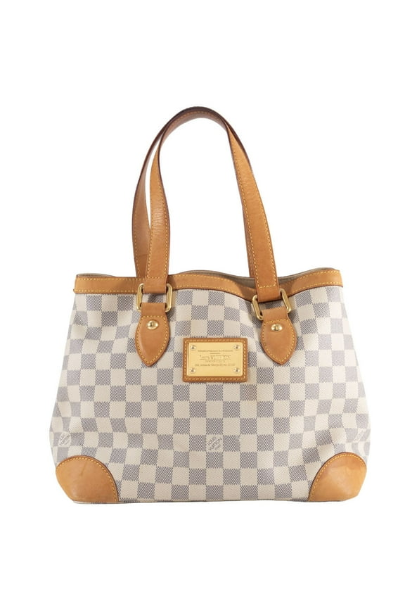 Pre-Owned Louis Vuitton Hampstead PM Handbag N51207 Damier Azur Canvas White Women's... (Fair)