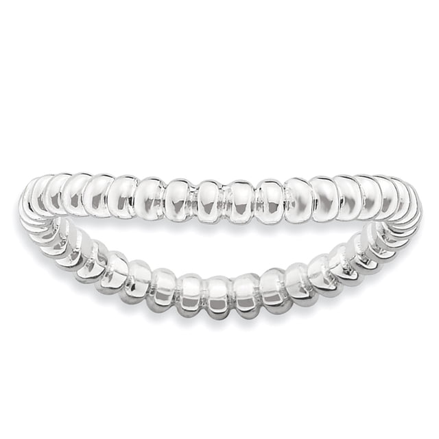 925 Sterling Silver Plate Wave Stackable Ring Curved