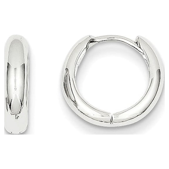 14k White Gold Hinged Hoop Earrings - 1.1 Grams - Measures 9x5mm Wide