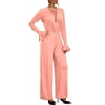 thumbnail image 2 of Doublju Womens Sexy Deep V Neck Long Sleeve Wrap Drawstring Waist Corset Lace Up Jumpsuit, 2 of 4