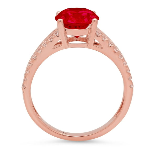 2.32 ct Oval Cut Natural Garnet Solitaire with Accents Engagement Ring for Women in 18K Rose Gold